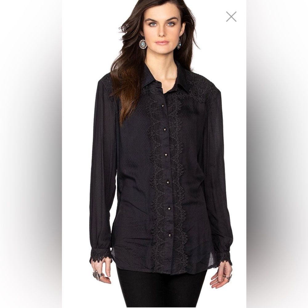 Double D Ruffled Tuxedo Blouse S